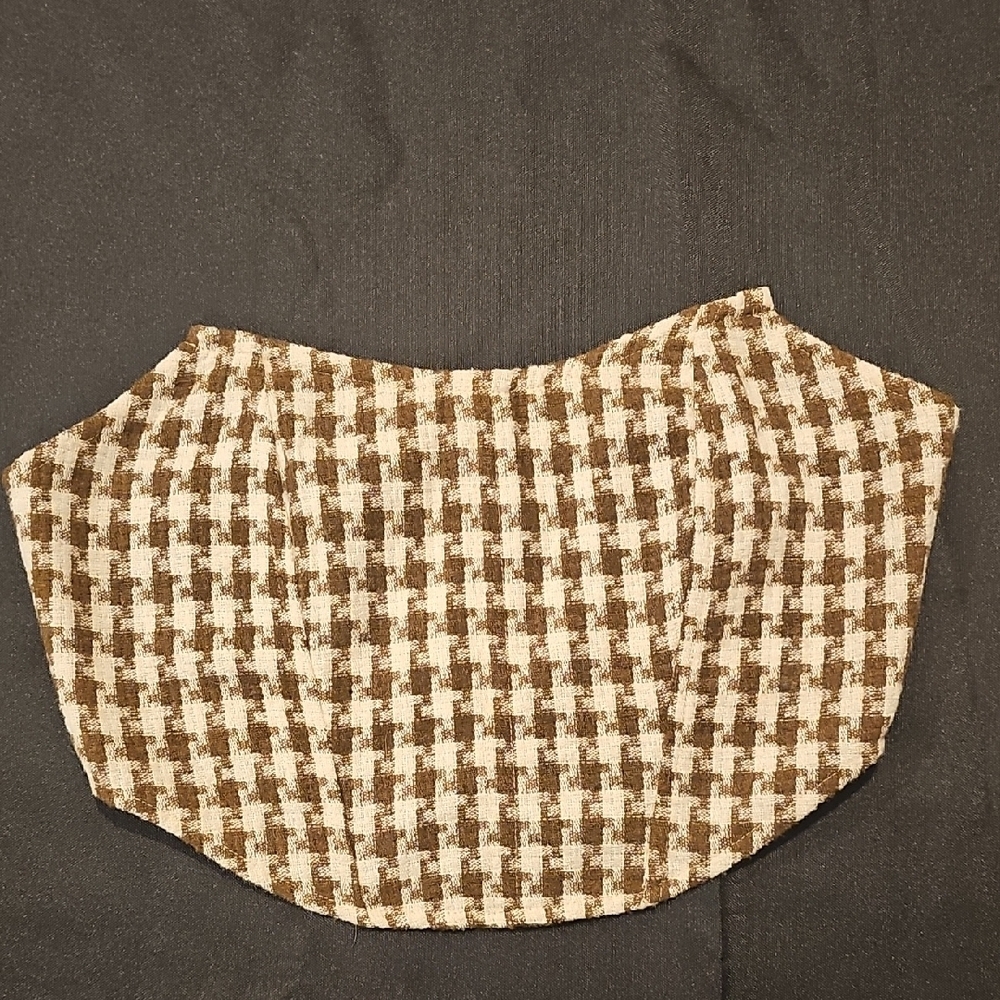 Blue Blush Brown Houndstooth Corset Crop Top Size L